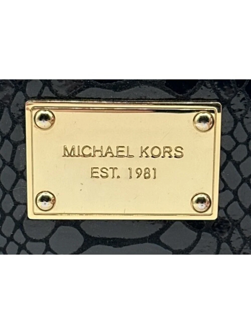 Michael Kors Jet Set Travel Black Snakeskin Embossed Continental Wallet